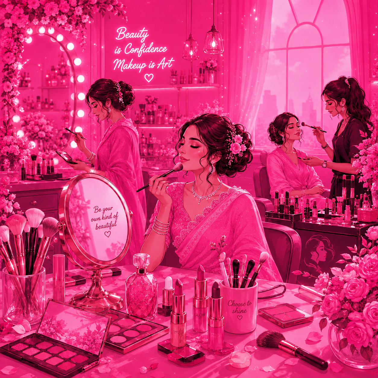 Bridal makeup session at Babliya Makeover